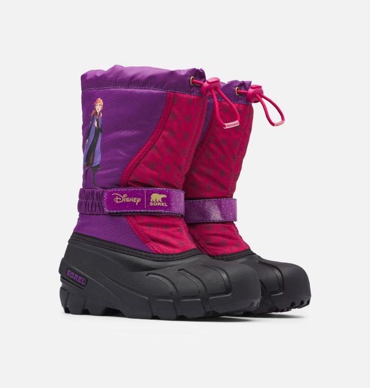 Kids Snow Boots Purple/Black - Sorel Disney X Youth Flurry™ Frozen 2 –Anna Edition - 036-FCQXNM